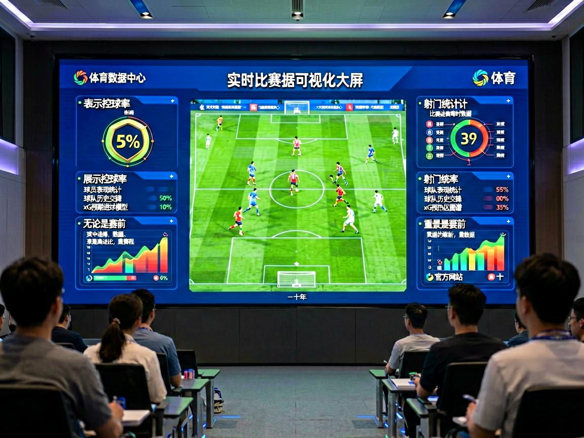 K1体育数据中心——实时比赛数据可视化大屏，展示控球率、射门统计等关键指标